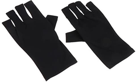 NIYANGLE UV Nail Gloves for Gel Nail Protection with Breathable Polyester Material for Manicure Use at Home Or Salon Black UV Hand Protection Gloves