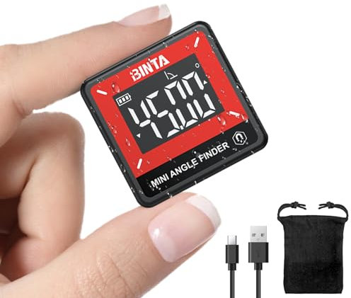 BINTA Small Digital Angle Finder Magnetic, Rechargeble IP54 Waterproof Dustproof Digital Angle Gauge Inclinometer, Portable Backlight Angle Measuring Tool for Woodworking, Construction, Machinery, DIY
