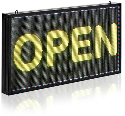 VEVOR Enseigne Lumineuse LED Programmable 67x35 cm, Panneau d’Affichage Numérique Couleur Pleine P5, GIF à Motifs de Texte Personnalisés, Commande Bluetooth, Information Publicitaire Publicité
