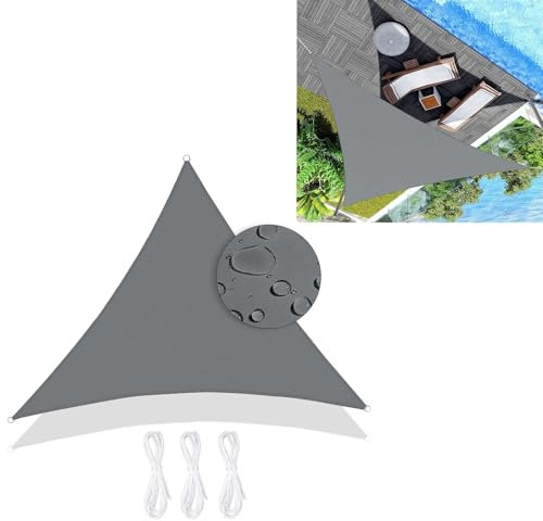 Vela Ombreggiante Impermeabile 3x3x3m, Tenda a Vela Triangolare, Impermeabile Vela Ombreggiante per Balcone Terrazza Campeggio Portare Corda, Grigio