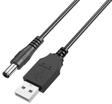 Watio Wave Cavo di ricarica - USB con connettore jack DC 9 V, 2 A, 5,5 x 2,1 mm, colore nero, ideale per dispositivi compatibili con queste specifiche.