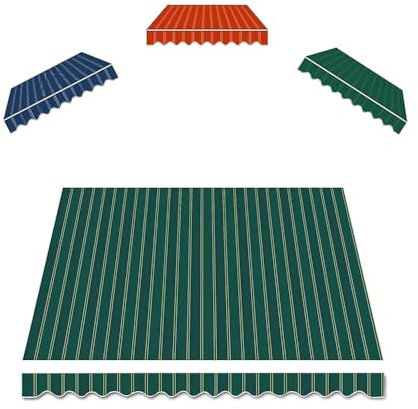 YCBTPS Markisenbespannung Ersatzstoff, Balkon Markise Canvas, Ersatz Für Einziehbare Klemmmarkise, 2.5/3/4/5m Markisenstoff Wasserdicht(Green,13x8ft/4x2.5m)