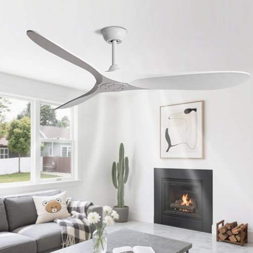 IBalody Ventilatori da soffitto silenziosi con Telecomando, 6 velocità, Senza Luce, per Camera da Letto, Soggiorno, Sala da Pranzo, Ventilatore da soffitto Moderno Senza luci, 3 Pale in ABS