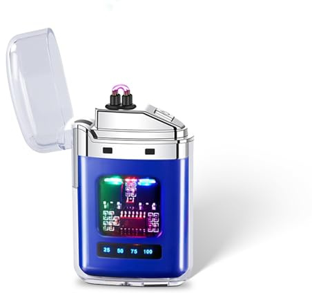 EleBikk Elektronisches Feuerzeug, Doppeltes Elektrisches Bogenfeuerzeug, Wiederaufladbares Typ-C-Feuerzeug, LED-Leistungsanzeige, Winddichtes Plasma-Doppelbogen, Kompakt und Leicht zu Tragen