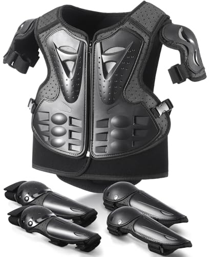 yeesport Youth Chest Protector Motocross Armor, Kids Dirt Bike Gear, Adjustable Youth Motorcycle Jacket with Elbow & Knee Pads for Cycling, Skating, Scooter Riding