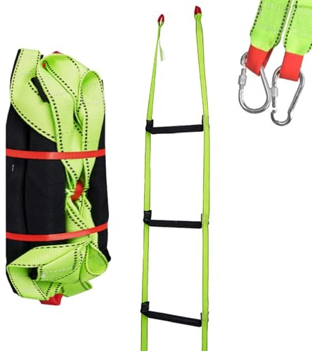 Escalera De Cuerda,8m Escalera Trenzada,Portátil para Emergencias,Adecuada para Casas De 3-5 Plantas,Balcones y Barandillas,con Una Capacidad De Carga De hasta 350 Kg(770 Libras),Verde