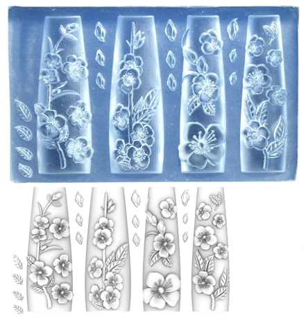 Moule multifonctionnel en silicone transparent pour sculpter les ongles pour créer un beau design en résine florale et kit de nail art