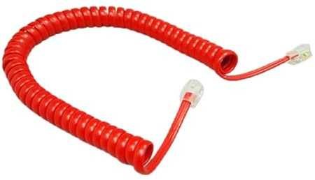 RJ91 4-Core Landline Telephone Curved Wire Cable 4P4C Phone Handset Handle Line 6Ft/1.85m 24BB(Red)