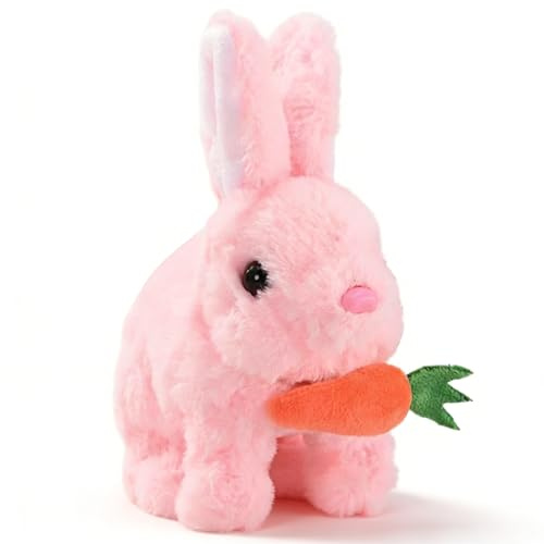 YeahBoom Hüpfender Kaninchen,Hase Elektrisch Spielzeug,Osterhase Stofftier Klein,Plüschhasenspielzeug,Hüpfendes Kaninchen Spielzeug,Interaktives Elektronisches Haustier,Hasen Kuscheltiere Klein