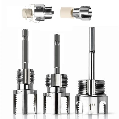 Saipor - Juego de 3 herramientas de rosca roscadora integrada, interior y exterior | Compatible Taladro Eléctrico, Kit de Corte Doble Función para Tubos de PVC 1/2, 3/4 y 1 NPT