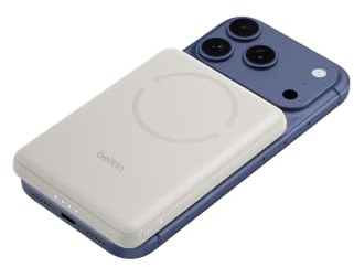 Belkin BoostCharge Batería Externa 5000 mAh con Anillo Magnético - Arena | Power Bank 5000 mAh, Anillo Magnético para Accesorios, 1 Puerto USB-C, Precargada y con Cable, Batería Portátil Inalámbrica