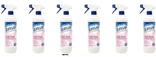 6x Quasar Cucina Reiniger für Empfindliche Oberflächen, Induktionskochfelder, Laminate, Marmor, Quarz, Entfettet, Schutzwirkung, Ohne Schlieren,+ Italy Shop Service Kostenloser Schlüsselanhänger