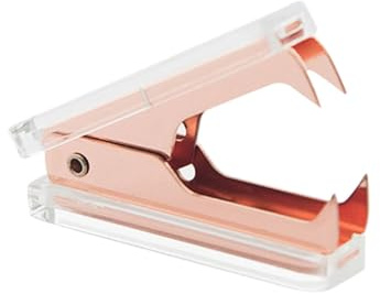 AMUSLESUR Heftklammerentferner Praktisches Schulbürobedarf Zubehör in Roségold aus Acryl mit Pvc Kasten für Büro und Schreibtisch