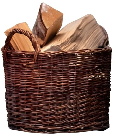 Dekoleidenschaft Füllkorb Rustikal aus Weide, braun, groß, rund Ø 38x27 cm, Weidenkorb, Obstkorb, Flechtkorb, Aufbewahrungskorb, Obst-Aufbewahrung