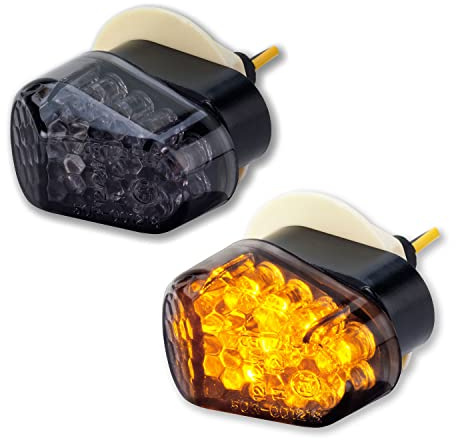 Germany Motorsports LED Motorrad Verkleidungsblinker Mini Blinker für Verkleidung e-geprüft smoke rauchgrau getönt 12V (Passend für Yamaha Modelle (Small))