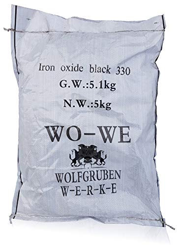WO-WE Eisenoxid Pulver Pigmentpulver für Betonfarbe Lehm Keramik W120 Schwarz - 10KG (2x5kg)