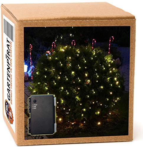 Gartenpirat Filet Lumineux 2x2 m 200 LED blanc chaud Piles minuteur extérieur