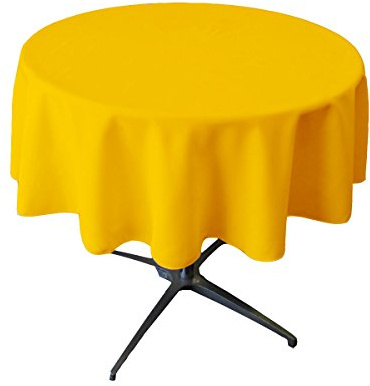 LA Linen TCpop58R_YellowDrkP47 Tischdecke, rund, Polyester-Popeline, 147 cm, Gelb/Dunkel