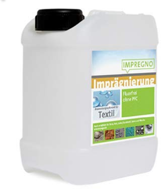 IMPREGNO Líquido de impermeabilización Textil, 5 litros, una protección y Cuidado sin flúor y respetuosa con el Medio Ambiente