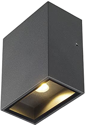 SLV Wandlampe QUAD 90 für die Außenbeleuchtung von Wänden, Wegen, Eingängen, LED Strahler, Wandleuchte, Up- Down-Light, Aussenleuchte, Gartenlampe, Wegeleuchte, Premium LED inside, warmweiß, 4,5 W