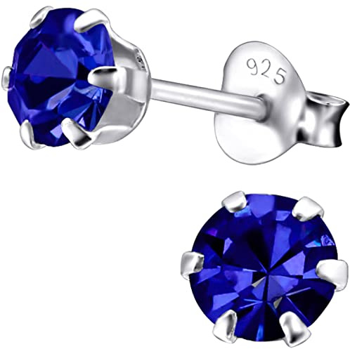 EYS JEWELRY Ohrringe Silber 925 für Damen - 5 mm Zirkonia - runde Kristall Ohrstecker