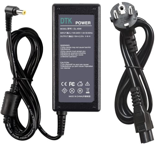 DTK Netzteil für ACER Laptop 19V 2,37A 45W Notebook Laptop Ladekabel für ACER Aspire netzteil Stecker Ladegeräte Netzteile (5,5 x 1,7mm) Nicht kompatibel mit 3,0 x 1,1 mm