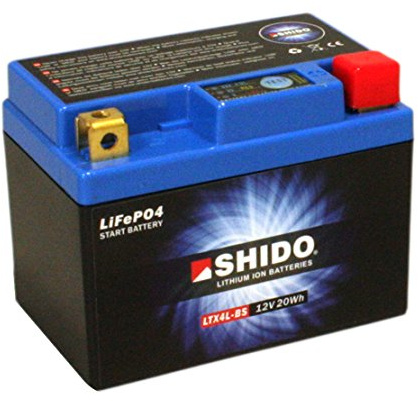 Motorrad Batterie Shido Lithium LTX4L-BS / YTX4L-BS, 12V/3AH (Maße: 114x71x86)