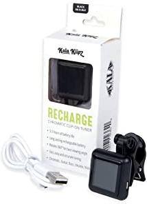 KALA KLIPZ RECHARGEABLE CLIP-ON CHROMATIC TUNER FOR UKULELE, GUITAR, BASS,VIOLIN (BLACK)