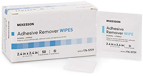 McKesson Adhesive Remover Wipes, Sterile, 2-2/5 x 2-2/5 in, 50 ct