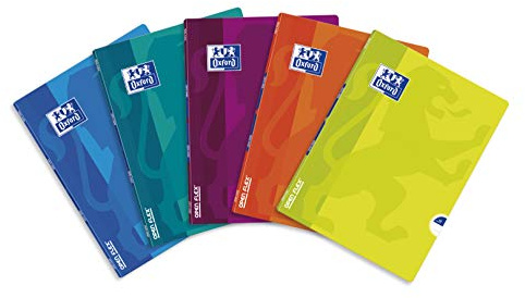 Oxford OPENFLEX Schulheft A5 Kladde 60 linierte Blätter mit Seitenrand, Schulbuch, Optik Paper 90 g, Polypropylen laminierter Umschlag, Notizbuch Set für Büro & Schule, 5 Stück-Packung, Farbenmix