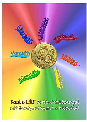 Paul & Lilli Auto Glücksbringer Schutzengel Magnet Magic Paul - Rainbow, Farbe Gold - 2,3cm, 1 Stück Engel Plakette Zettelhalter