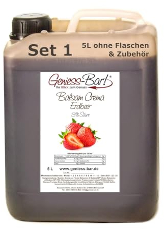 Geniess-Bar! Balsamico Creme Erdbeer (5 Liter) - Premium Crema di Aceto Balsamico di Modena IGP mit 3% Säure