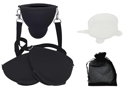 Eff Em Concept XL Weinglas-Halter für den Hals Weinglashalterung aus Neopren mit Halstrageband Auslaufschutz und Aufbewahrung für Weinwanderung Weinfeste Junggesellenabschied Party (Schwarz 3er Set)