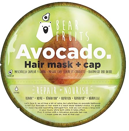 Bear Fruits, Aguacate, Repara & Nutre, Mascarilla Capilar + Gorro De Ducha, 20 ml