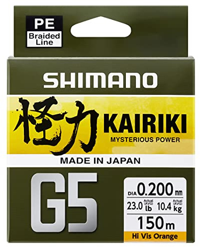 SHIMANO Tresse 5 Brins Kairiki G5 Hi-Vis Orange 150m - D.0,23mm - R.12,9Kg - LDM51UE230150H
