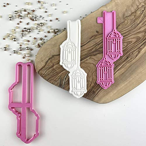 LissieLou Hanging Lanterns Eid Ramadan Icing Fondant Cookie Cutter and Stamp - Light Pink