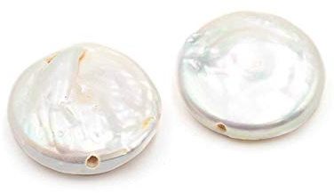 Flache Barock Süßwasserzuchtperlen 16 mm 2 Stück von Vintageparts zum Schmuck selber basteln