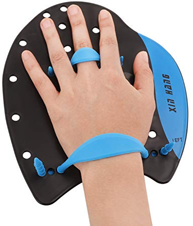 GREUS Unisex Swim Hand Paddles Gloves Swimming Training Paddles with Adjustable Straps Aquatic Gloves Water Resistance Aqua Fit Workout Fitness Gear, for Women Men Teens Kids (M)
