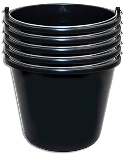 Wohnkult 5x Stella Bucket Baueimer für die Baustelle - schwarz (5 Liter)
