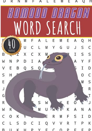 Komodo Dragon Word Search: 40 Fun Puzzles With Words Scramble for Adults, Kids and Seniors | More Than 400 Words On Different Species Of Reptiles, ... Terms and Carnivorous Animals Vocabulary