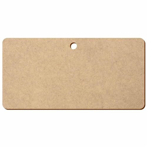 MDF Holz Rechtecke mit abgerundeten Ecken und 1 Loch oben - Basteln Deko, Pack mit:100 Stück, Höhe x Breite:27x13.5cm