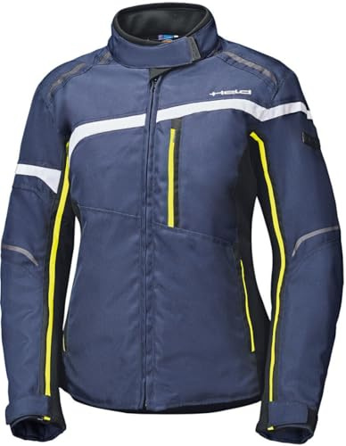 Held Silara wasserdichte Damen Motorrad Textiljacke, blau/neon-gelb, M