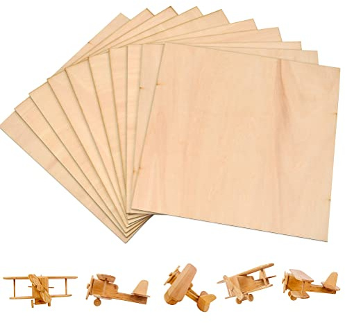 10PCS Basswood Sheets, Craft Wood Pieces, Unfinished Rectangle Blank Wooden Plaques, Pyrography Wood Blanks, Natural Slices Wooden, Panel Boards, Wooden Cutouts for Craft DIY Project(200x200x2mm)