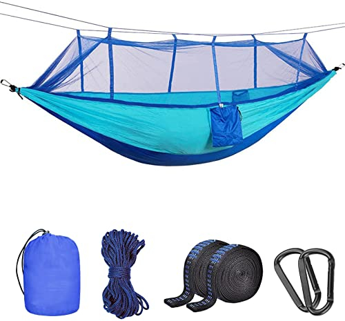 Uplayteck Amaca da Campeggio con Zanzariera, Ultra Leggera, Resistente, Doppia/singola da Viaggio, in Nylon da Paracadute 210 T, con Cinghie per Albero da 2 m, Capacità 300 kg, per Giardino, Campeggio
