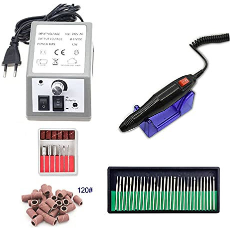 Samnuerly Lima de uñas eléctrica Taladro de uñas eléctrico para manicura y pedicura Taladro 12W 20000RPM Fresadora Juego de Equipos de uñas Lima de uñas eléctrica (Color : Set 4)
