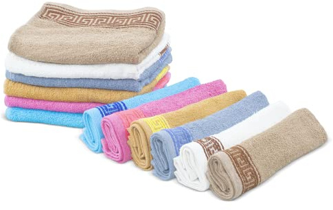 Mediawave Store - Set 12pz Asciugamani, Bagno, 6pz Viso, 6 pz Ospite, Asciugamani Extra Assorbente, Vari Colori, Set Asciugamani Viso e Bidet