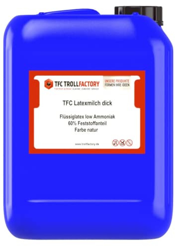 TFC Latexmilch I 2,5L I Dickflüssiges Flüssiglatex mit hohem Feststoffanteil I Schnelltrocknend I hautverträglich I geeignet für Halloweenmasken, Narben, Sockenstopp oder als Dichtung