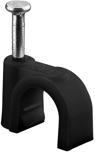 goobay 64681 Kabelschelle 100er Set / Kabelhalterung zur Kabel Befestigung bis zu 8mm Durchmesser / Kabelklemme mit Nagel für Wand, Türrahmen, Ecken und Aufputz / 100 Stück / Schwarz