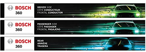 BOSCH B36012 360 Complete Vehicle Wiper Blade Replacement - Includes Front Beam Blades (Pair) + Rear Wiper Blade (1) - 22/21/11