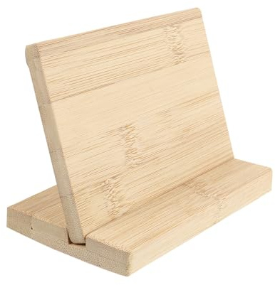 Operitacx Bamboo Display Board with Base 5.5X3.9 Inch Blank Wooden Name Plate Holder for Desk Payment Code Sign Desktop Office Use